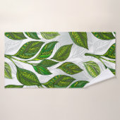 Nahtloses Muster mit Blätter aus grünem Tee Badehandtuch (Badehandtuch)