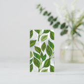 Nahtloses Muster mit Blätter aus grünem Tee Begleitkarte (Stehend Vorderseite)