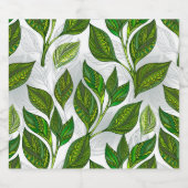 Nahtloses Muster mit Blätter aus grünem Tee Bierflaschenetikett (Einzelnes Label)