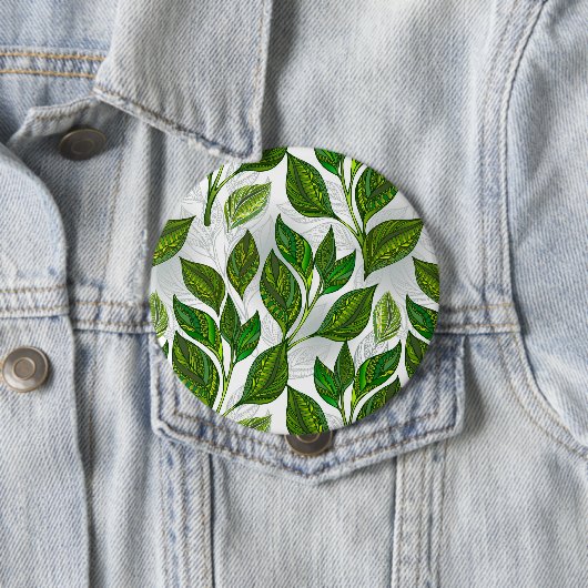 Nahtloses Muster mit Blätter aus grünem Tee Button (Beispiel)