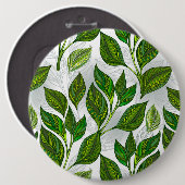 Nahtloses Muster mit Blätter aus grünem Tee Button (Vorne & Hinten)
