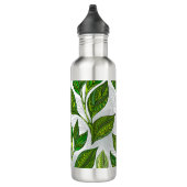 Nahtloses Muster mit Blätter aus grünem Tee Edelstahlflasche (Rechts)