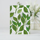 Nahtloses Muster mit Blätter aus grünem Tee Einladung (Stehend Vorderseite)