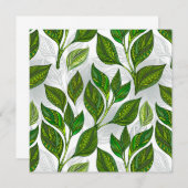 Nahtloses Muster mit Blätter aus grünem Tee Einladung (Vorne/Hinten)