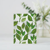 Nahtloses Muster mit Blätter aus grünem Tee Einladungspostkarte (Stehend Vorderseite)