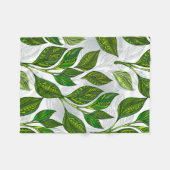 Nahtloses Muster mit Blätter aus grünem Tee Fleecedecke (Vorderseite (Horizontal))