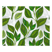 Nahtloses Muster mit Blätter aus grünem Tee Fotodruck (Vorne)