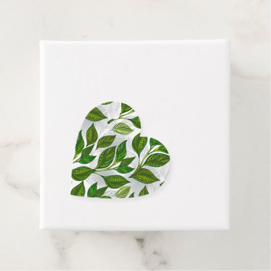 Nahtloses Muster mit Blätter aus grünem Tee Geschenkanhänger (Beispiel)