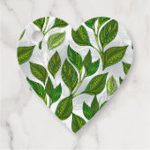 Nahtloses Muster mit Blätter aus grünem Tee Geschenkanhänger (Vorderseite)