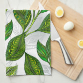 Nahtloses Muster mit Blätter aus grünem Tee Geschirrtuch (Viertel Falte)