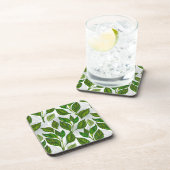 Nahtloses Muster mit Blätter aus grünem Tee Getränkeuntersetzer (Rechte Seite)
