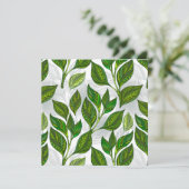 Nahtloses Muster mit Blätter aus grünem Tee Hinweiskarte (Stehend Vorderseite)