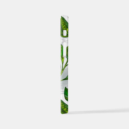 Nahtloses Muster mit Blätter aus grünem Tee iPhone Hülle (Linke Seite)