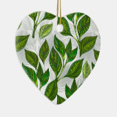 Nahtloses Muster mit Blätter aus grünem Tee Keramik Ornament (Rechts)