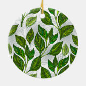 Nahtloses Muster mit Blätter aus grünem Tee Keramik Ornament (Hinten)