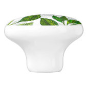 Nahtloses Muster mit Blätter aus grünem Tee Keramikknauf (Seitenansicht)