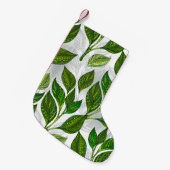 Nahtloses Muster mit Blätter aus grünem Tee Kleiner Weihnachtsstrumpf (Vorderansicht (hängend))