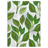 Nahtloses Muster mit Blätter aus grünem Tee Klemmbrett (Rückseite)