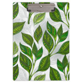 Nahtloses Muster mit Blätter aus grünem Tee Klemmbrett (Vorderseite)