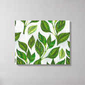 Nahtloses Muster mit Blätter aus grünem Tee Leinwanddruck (Vorderseite)