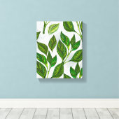 Nahtloses Muster mit Blätter aus grünem Tee Leinwanddruck (Insitu (Holzboden))