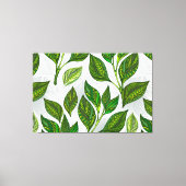 Nahtloses Muster mit Blätter aus grünem Tee Leinwanddruck (Vorderseite)