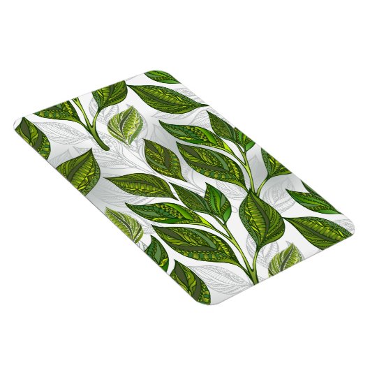 Nahtloses Muster mit Blätter aus grünem Tee Magnet (Rechte Seite)