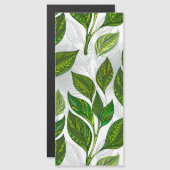 Nahtloses Muster mit Blätter aus grünem Tee Magneteinladung (Vorne/Hinten)