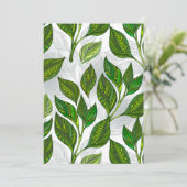 Nahtloses Muster mit Blätter aus grünem Tee Menükarte (Stehend Vorderseite)