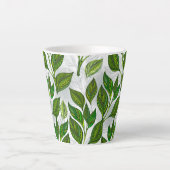 Nahtloses Muster mit Blätter aus grünem Tee Milchtasse (Vorderseite)