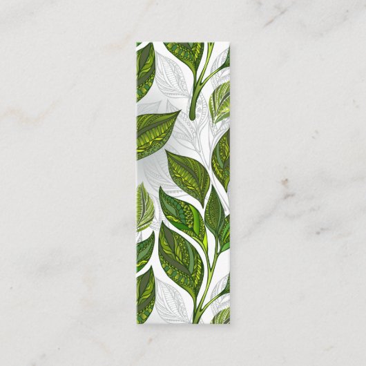 Nahtloses Muster mit Blätter aus grünem Tee Mini Visitenkarte (Vorderseite)