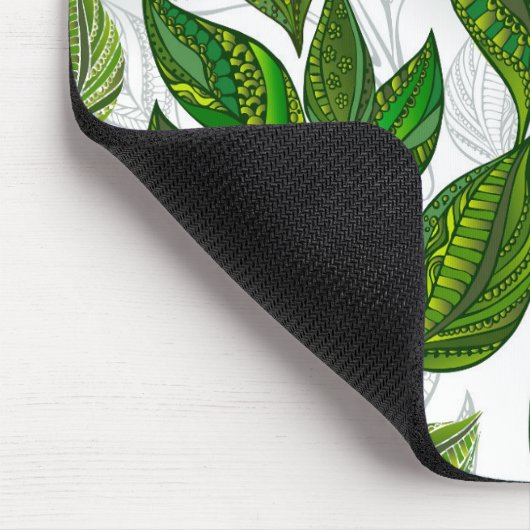 Nahtloses Muster mit Blätter aus grünem Tee Mousepad (Ecke)