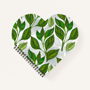 Nahtloses Muster mit Blätter aus grünem Tee Notizblock