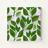 Nahtloses Muster mit Blätter aus grünem Tee Notizblock (Rückseite)