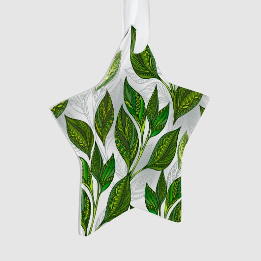 Nahtloses Muster mit Blätter aus grünem Tee Ornament (Vorderseite)