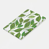 Nahtloses Muster mit Blätter aus grünem Tee Post-it Klebezettel (angewinkelt)