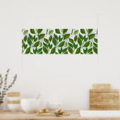 Nahtloses Muster mit Blätter aus grünem Tee Poster (Küche)