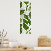 Nahtloses Muster mit Blätter aus grünem Tee Poster (Küche)