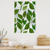 Nahtloses Muster mit Blätter aus grünem Tee Poster (Küche)