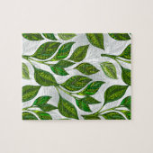 Nahtloses Muster mit Blätter aus grünem Tee Puzzle (Horizontal)