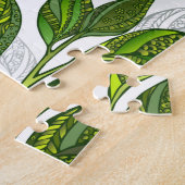 Nahtloses Muster mit Blätter aus grünem Tee Puzzle (Seite)