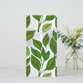 Nahtloses Muster mit Blätter aus grünem Tee Save The Date (Stehend Vorderseite)