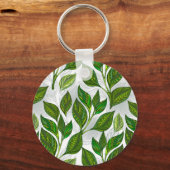 Nahtloses Muster mit Blätter aus grünem Tee Schlüsselanhänger (Vorderseite)