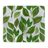 Nahtloses Muster mit Blätter aus grünem Tee Schneidebrett (Vorderseite)