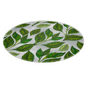 Nahtloses Muster mit Blätter aus grünem Tee Schneidebrett (Ecke)