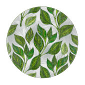 Nahtloses Muster mit Blätter aus grünem Tee Schneidebrett (Vorderseite)