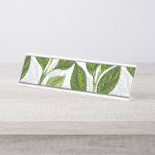 Nahtloses Muster mit Blätter aus grünem Tee Schreibtischnamensplakette (Vorderseite )