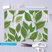 Nahtloses Muster mit Blätter aus grünem Tee Seidenpapier (Handwerk)