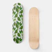 Nahtloses Muster mit Blätter aus grünem Tee Skateboard (Vorderseite)