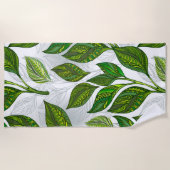 Nahtloses Muster mit Blätter aus grünem Tee Strandtuch (Vorderseite)